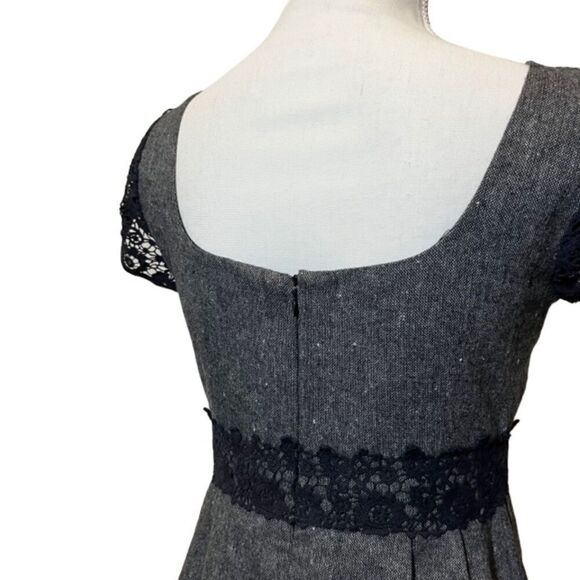 J. Crew Wool Blend Tweed Dress with Lace Waist Detail Lined Pockets Size 2 - Picture 5 of 12
